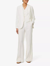 Polo Ralph Lauren Womens V-Neck Regular-Fit Linen Waistcoat White - Size 16