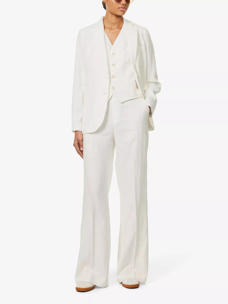 Polo Ralph Lauren Womens V-Neck Regular-Fit Linen Waistcoat White - Size 16
