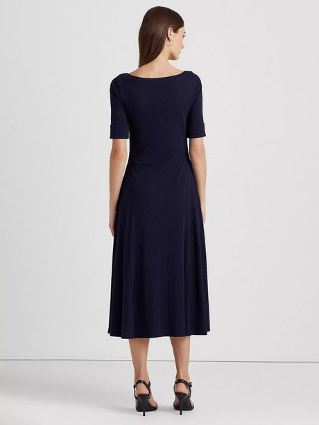 Ralph Lauren Munzie Fit & Flare Jersey Midi Dress - Lighthouse Navy - Small