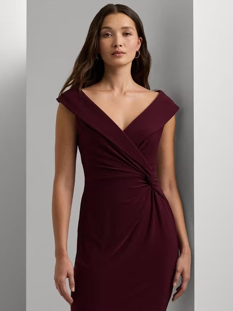 Ralph Lauren Women's Leonidas Knee Length Cocktail Dress - Pinot Noir - 14