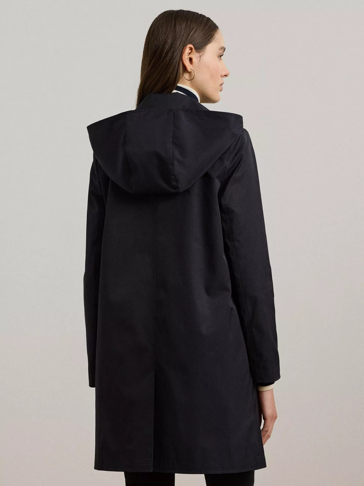 Ralph Lauren Women's Lined Cotton Blend Buttton Overcoat - Navy - Medium