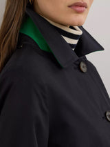 Ralph Lauren Women's Lined Cotton Blend Buttton Overcoat - Navy - Medium