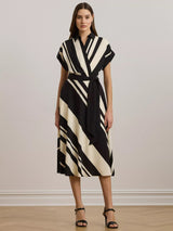 Ralph Lauren Fratillio Short Sleeve Wrap Shirt Dress - Cream/Black - UK 16