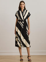 Ralph Lauren Fratillio Short Sleeve Wrap Front Shirt Dress Cream/Black 12