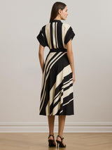 Ralph Lauren Fratillio Short Sleeve Wrap Front Shirt Dress Cream/Black 12