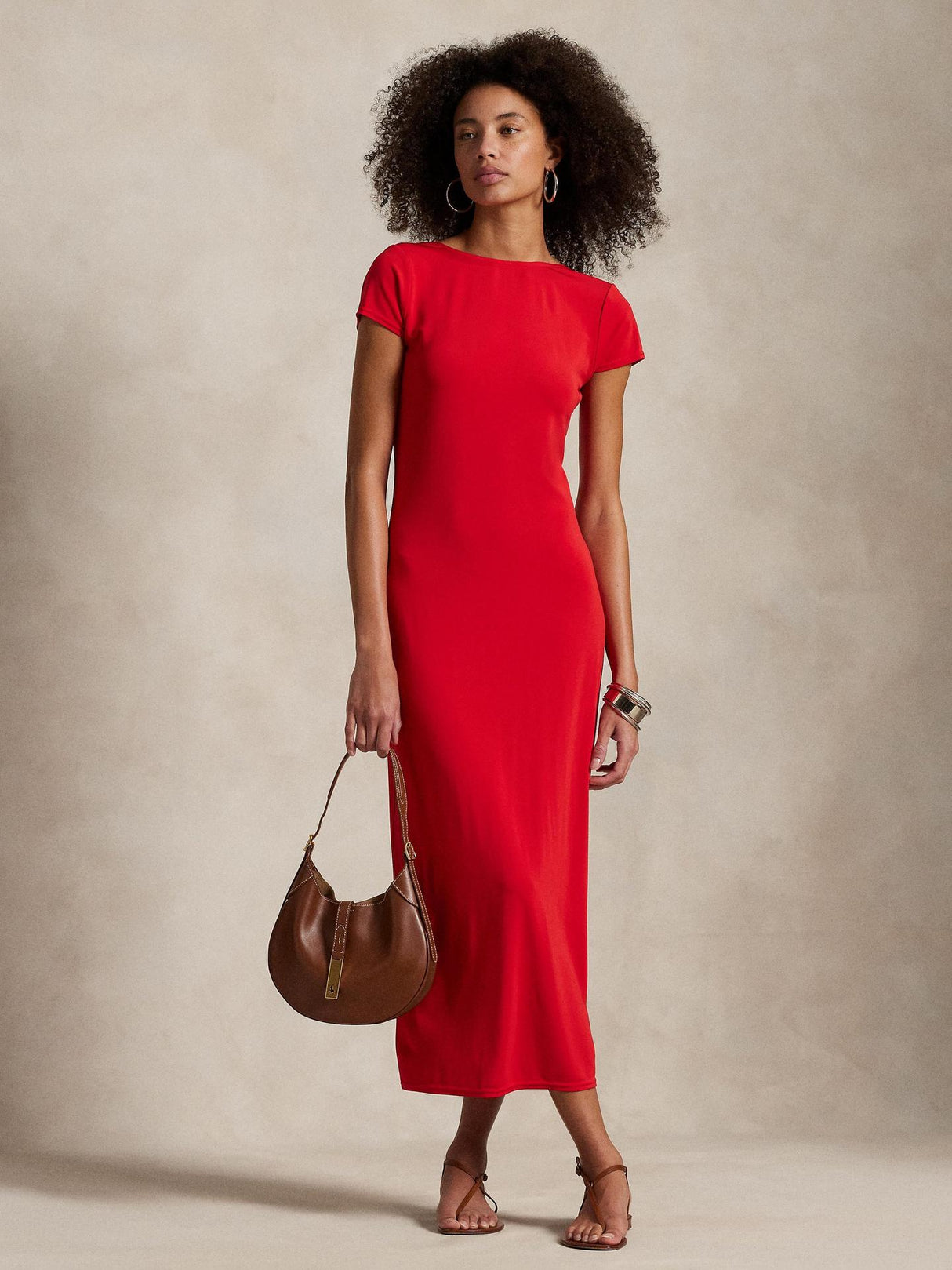 Ralph Lauren Womens Stretch Jersey Scoop Back Dress Petal Rose - Size XS