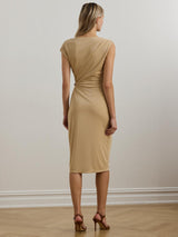 Ralph Lauren Womens Brecka Drape Polyester Jersey Dress Sand Dune - Size 10