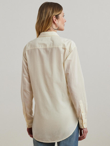 Ralph Lauren Womens Marvena Textured Long Sleeve Shirt Cream - Size Medium