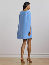 Ralph Lauren Petra Cape Georgette Cocktail Mini Dress - Sky Blue - UK 12