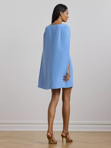 Ralph Lauren Petra Cape Georgette Cocktail Mini Dress - Sky Blue - UK 12