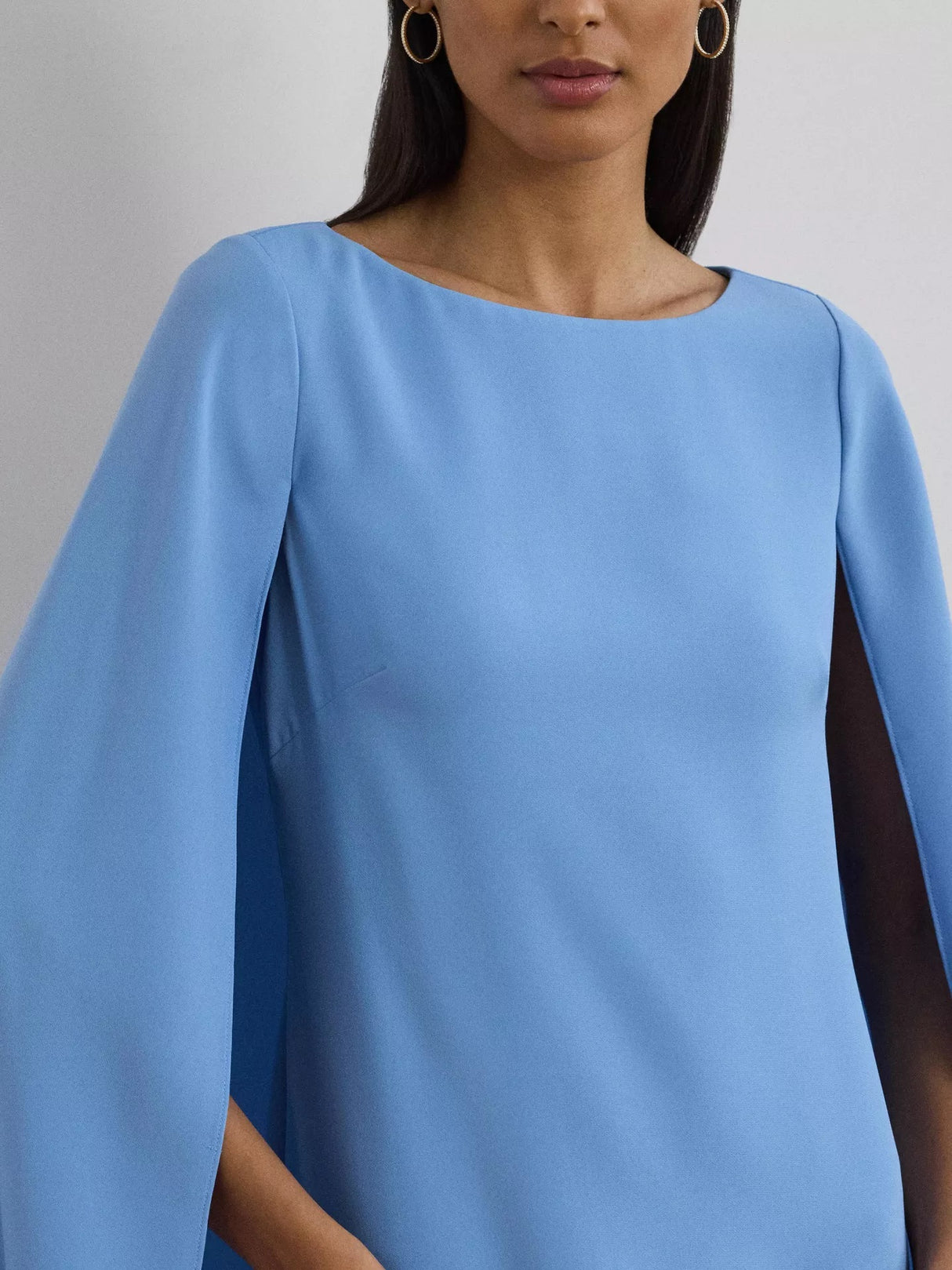 Ralph Lauren Petra Cape Georgette Cocktail Mini Dress - Sky Blue - UK 12