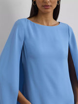 Ralph Lauren Petra Cape Georgette Cocktail Mini Dress - Sky Blue - UK 12