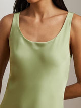 Ralph Lauren Caresha Charmeuse Sleeveless Cocktail Dress - Light Olive UK 12