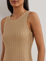 Ralph Lauren Naylin Shimmer Pointelle Linen Rich Midi Dress - Sand - XL