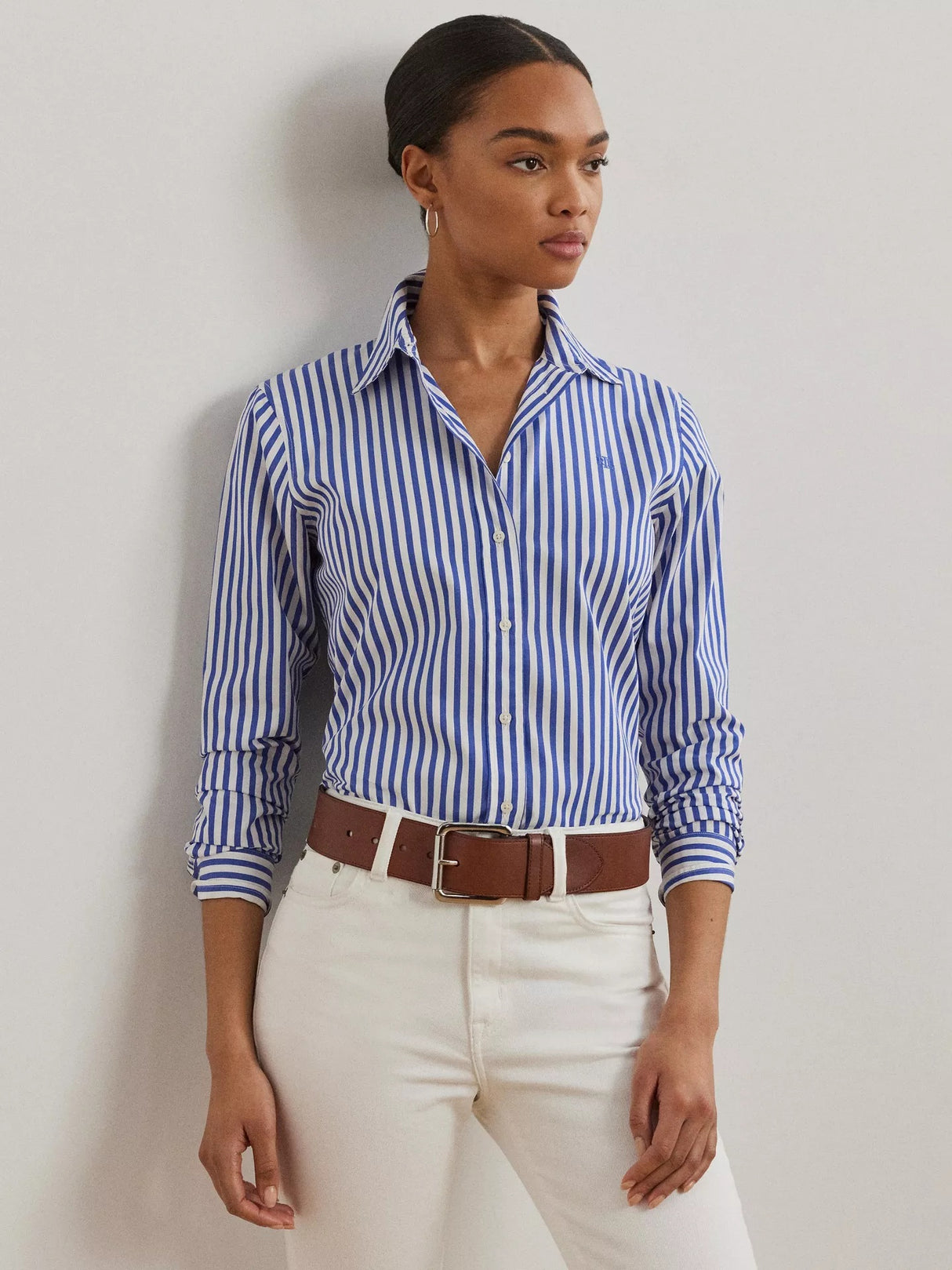 Ralph Lauren Women's Jamelko Stripe Button-Up Shirt - Lapis Blue/White - S