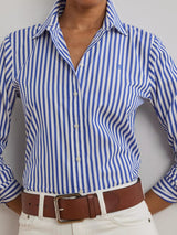 Ralph Lauren Women's Jamelko Stripe Button-Up Shirt - Lapis Blue/White - S