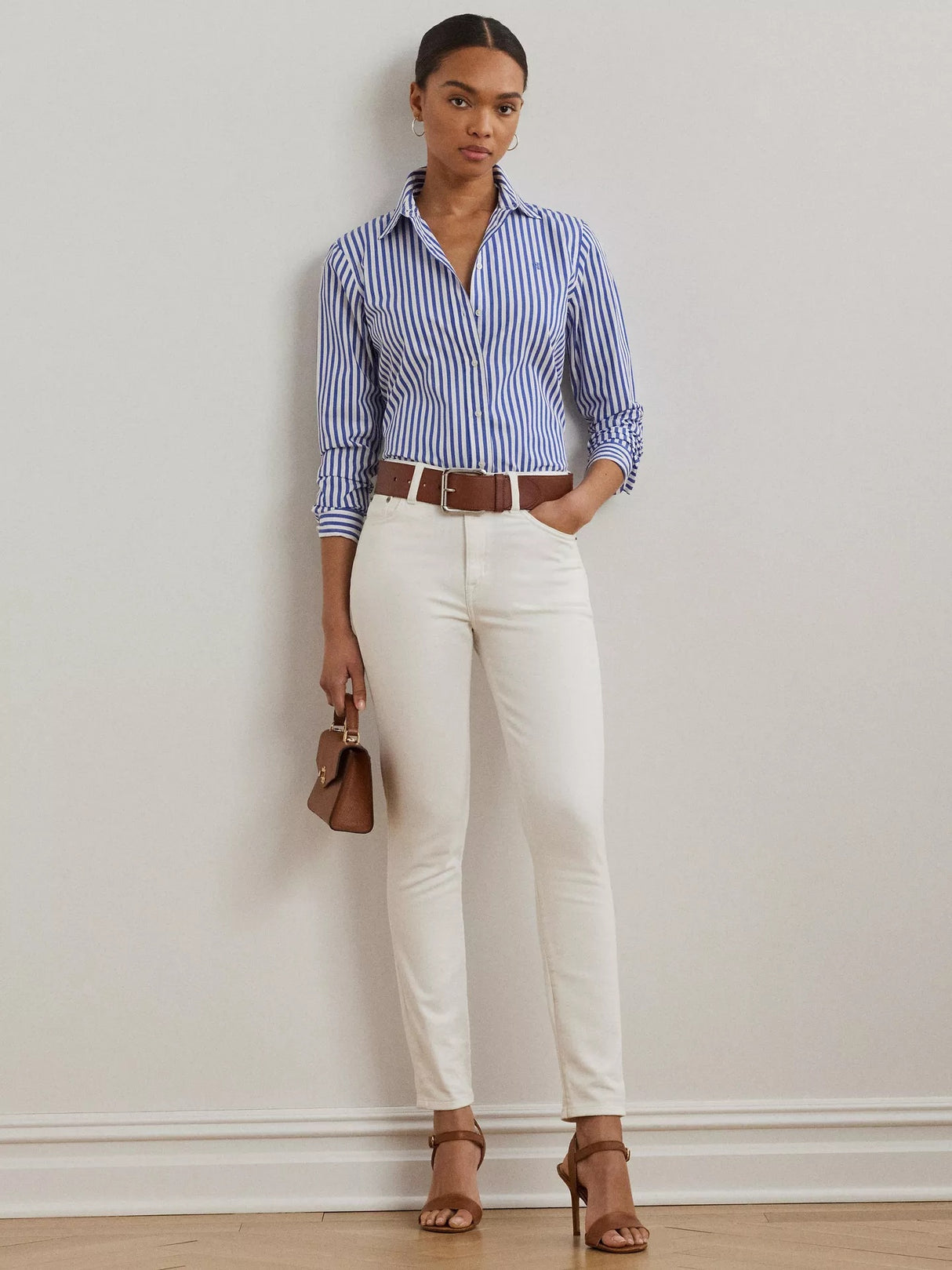 Ralph Lauren Women's Jamelko Stripe Button-Up Shirt - Lapis Blue/White - S