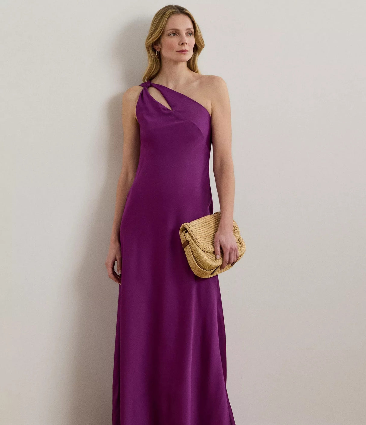 Ralph Lauren Taneka Asymmetric Sleeveless Ball Gown Purple Maxi Dress - UK16