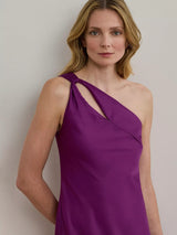 Ralph Lauren Taneka Asymmetric Sleeveless Ball Gown Purple Maxi Dress - UK16