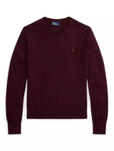 Ralph Lauren Women's Crew Neck Loose Fit Pure Wool Jumper - Burgundy - XL