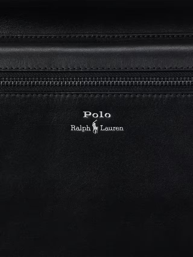 Ralph Lauren Classic Plain Leather Large Elegant Travel Backpack - Black
