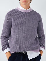 John Lewis Mens Cashmere Crew Neck Waffle Texture Jumper - Lilac - Size S