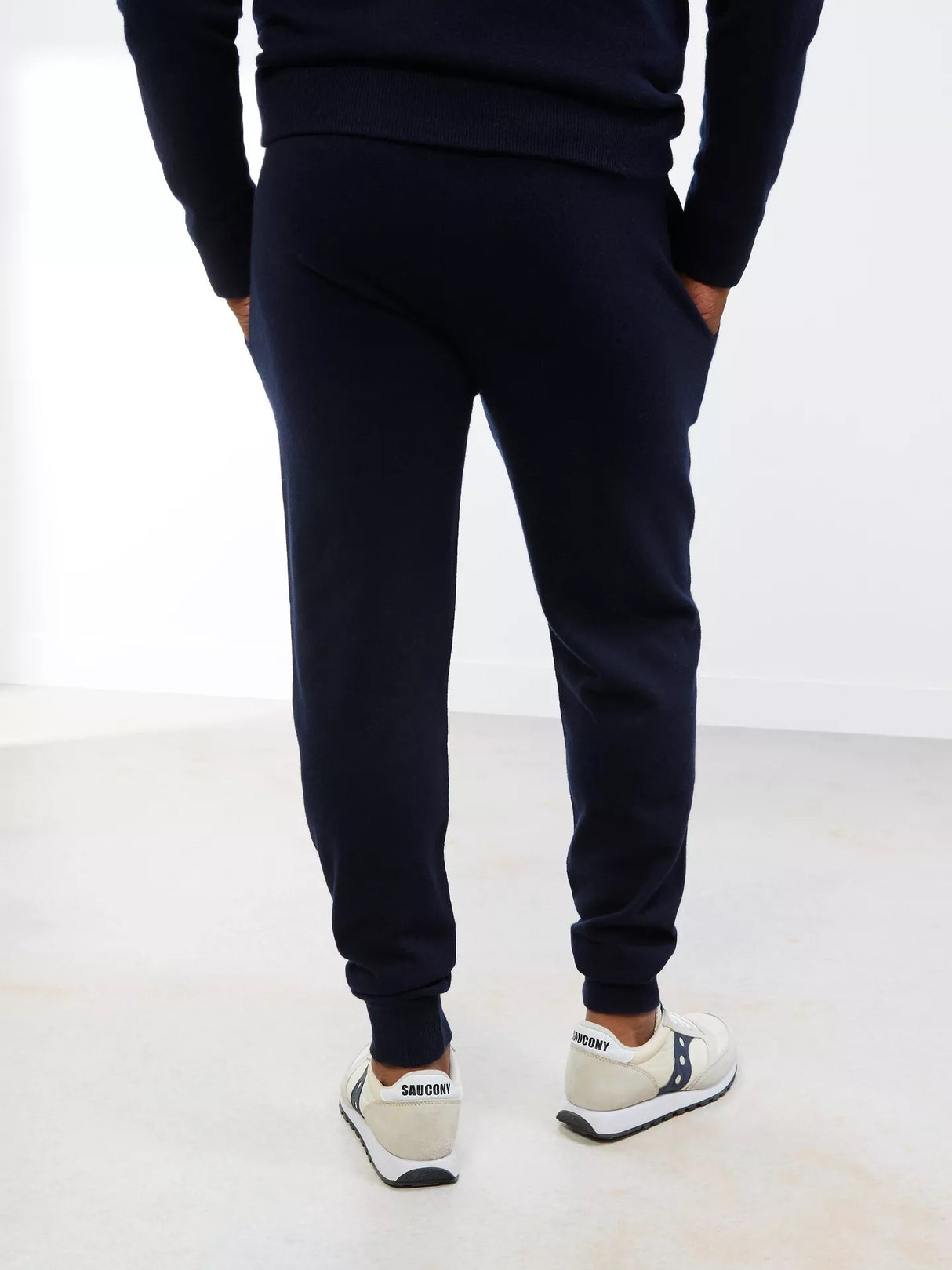 John Lewis Men's Casual Regular Plain Cashmere Joggers - Navy - Size S