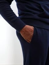 John Lewis Men's Casual Regular Plain Cashmere Joggers - Navy - Size S