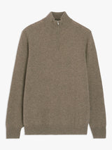 John Lewis Cashmere Half Zip Neck Regular Mens Jumper - Oatmeal - Medium