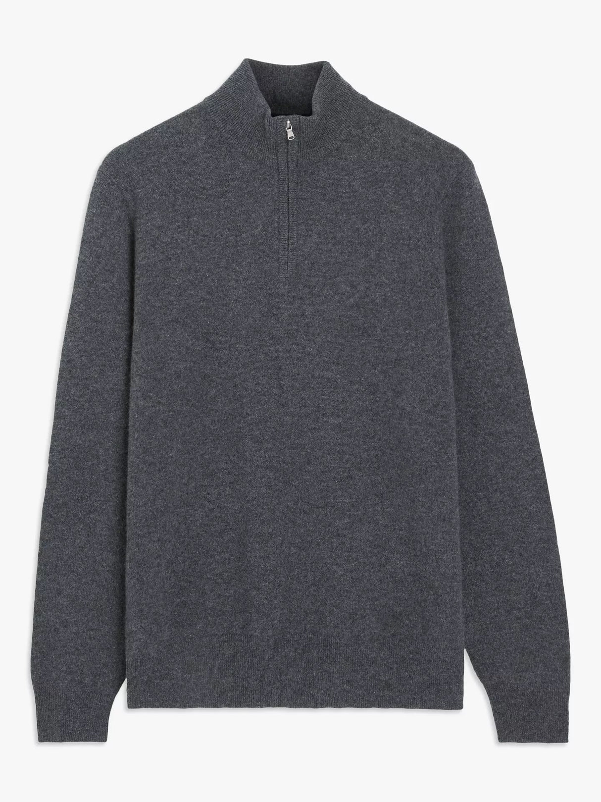 John Lewis Men's Cashmere Smart Casual Half Zip Jumper - Charcoal - Size M