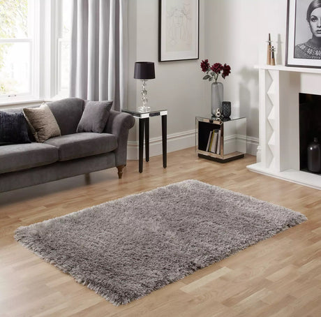 John Lewis Rhapsody Shaggy Wool Blend Rug L230 x W160cm - Silver - Kazoop 