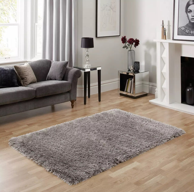 John Lewis Rhapsody Shaggy Wool Blend Rug L230 x W160cm - Silver - Kazoop 