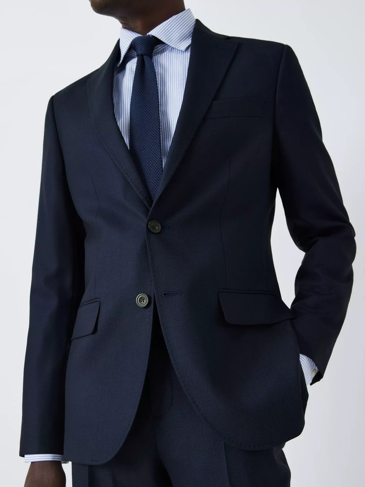 John Lewis Men's Super 100's Birdseye Wool Regular Suit Blazer - Navy - 42R