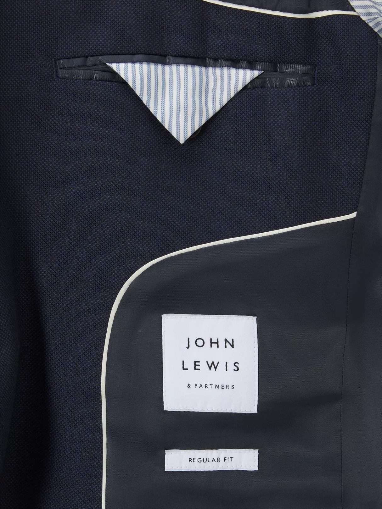 John Lewis Men's Super 100's Birdseye Wool Regular Suit Blazer - Navy - 42R