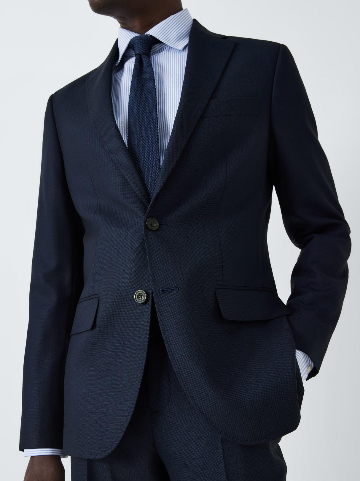 John Lewis Super 100's Birdseye Wool Men's Regular Suit Blazer - 44R - Navy