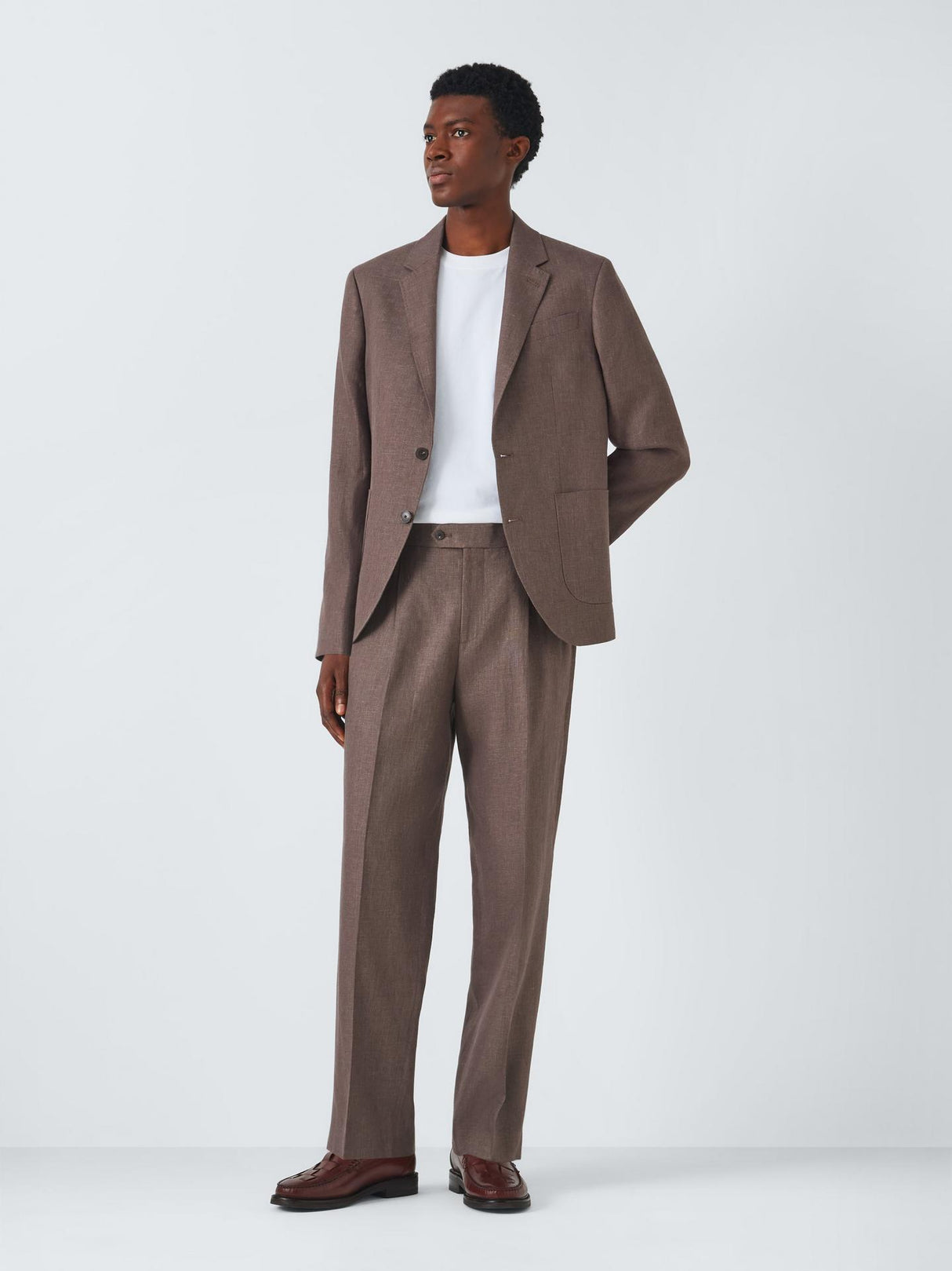 John Lewis Mens Newton Linen Relaxed Fit Tailored Jacket Brown - Size 44R