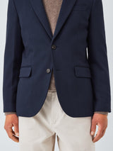 John Lewis Mens Single Breasted Cotton Blend Knit Blazer - Navy - Size 38R