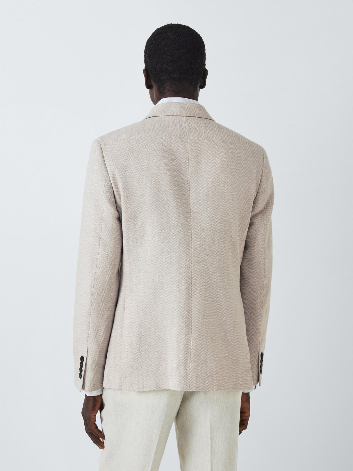 John Lewis Mens Tailored Fit Stoford Herringbone Regular Blazer 40R Natural