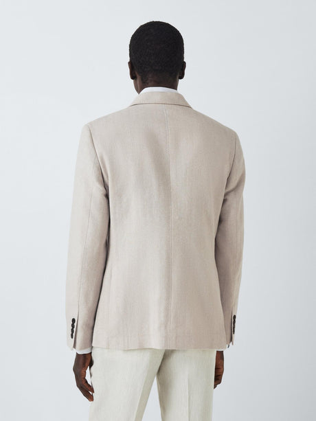 John Lewis Mens Tailored Fit Stoford Herringbone Regular Blazer 40R Natural