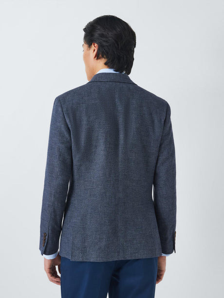 John Lewis Caston Single Breasted Regular Fit Linen Blend Blazer - Navy  44R