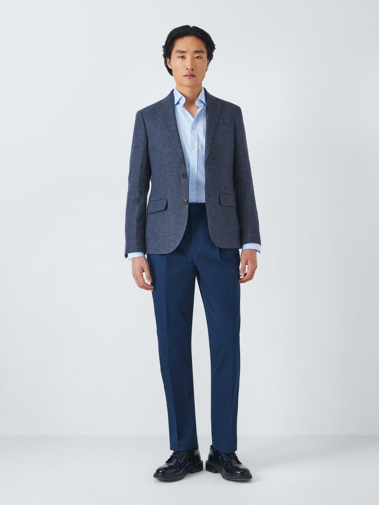 John Lewis Caston Single Breasted Regular Fit Linen Blend Blazer - Navy  44R