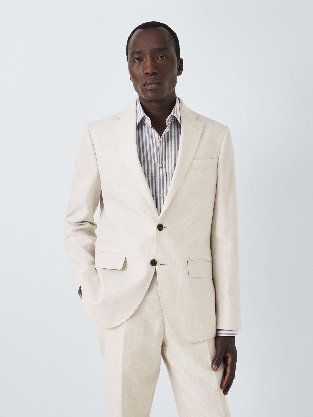 John Lewis Lenham Linen Single Breasted Regular Fit Suit Jacket Stone - 44R