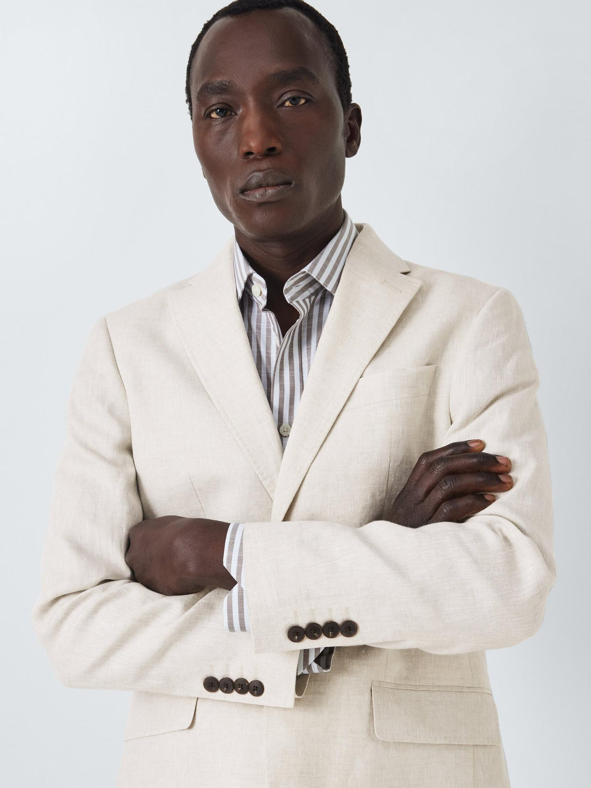 John Lewis Lenham Linen Single Breasted Regular Fit Suit Jacket Stone - 44R