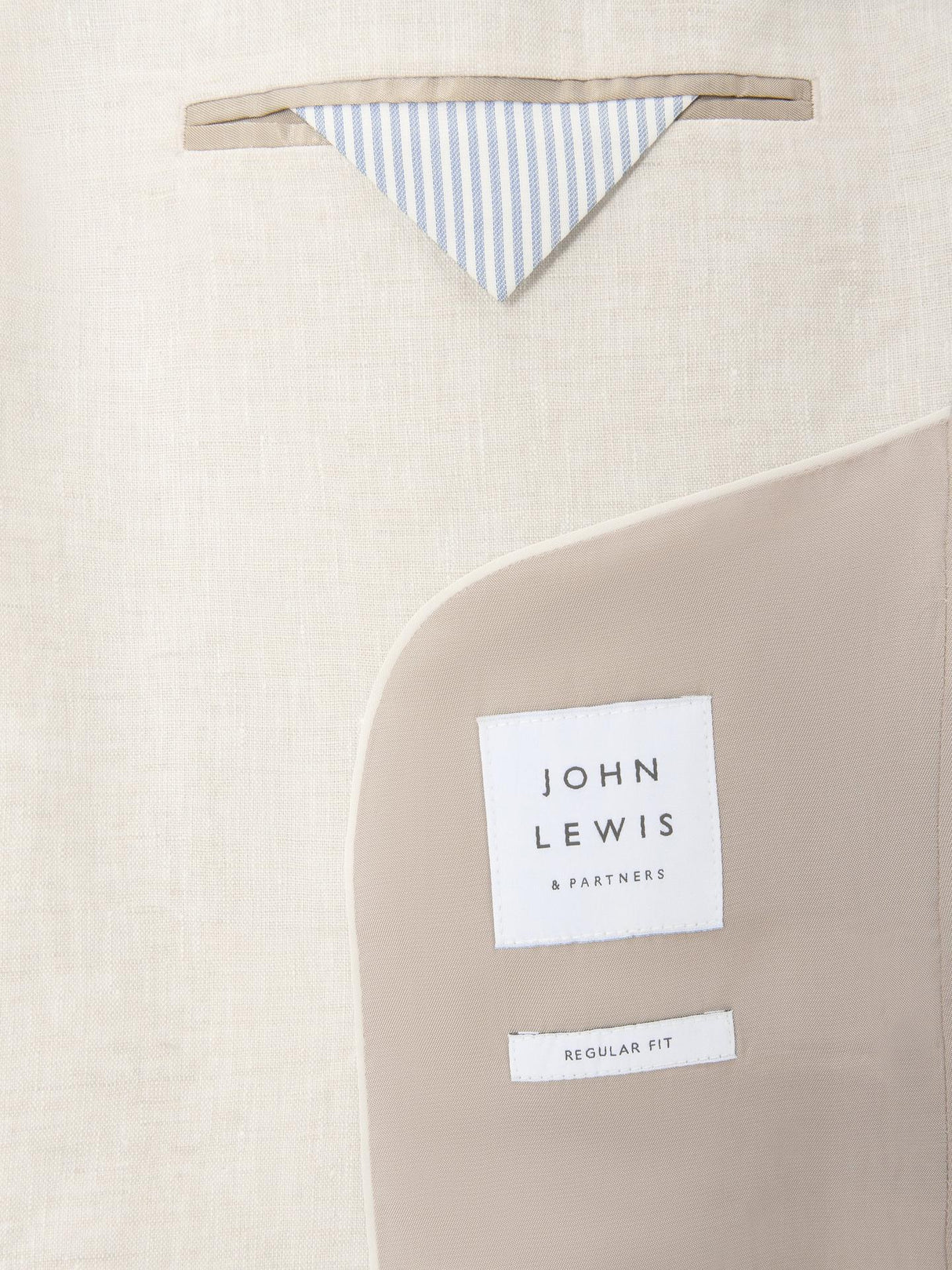 John Lewis Lenham Linen Single Breasted Regular Fit Suit Jacket Stone - 44R