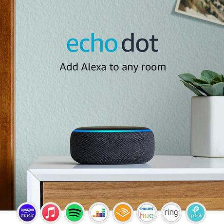 Amazon Echo Dot (3rd Gen) Smart Speaker with Alexa - Charcoal Fabric - Kazoop 