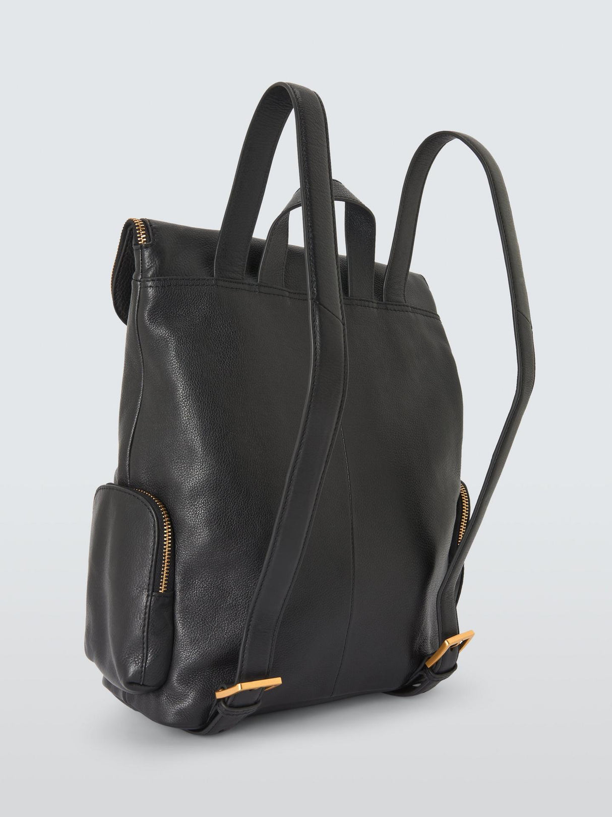 John Lewis Womens Adjustable Strap Leather Utility Zip Backpack - Black