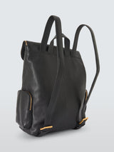 John Lewis Womens Adjustable Strap Leather Utility Zip Backpack - Black