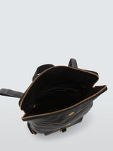 John Lewis Womens Adjustable Strap Leather Utility Zip Backpack - Black