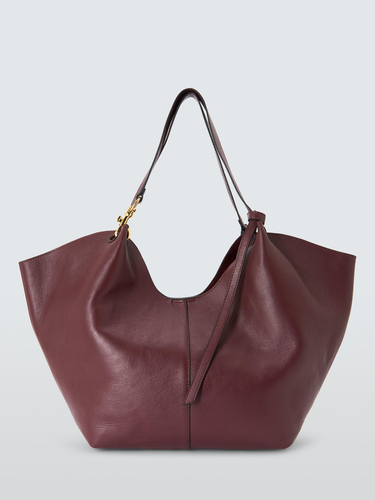 John Lewis Oversized Womens Magnetic Closure Leather Tote Bag - Burgundy