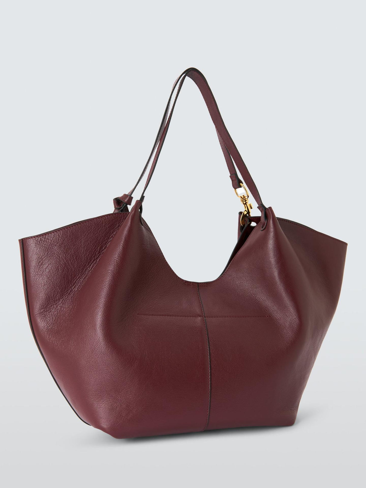 John Lewis Oversized Womens Magnetic Closure Leather Tote Bag - Burgundy